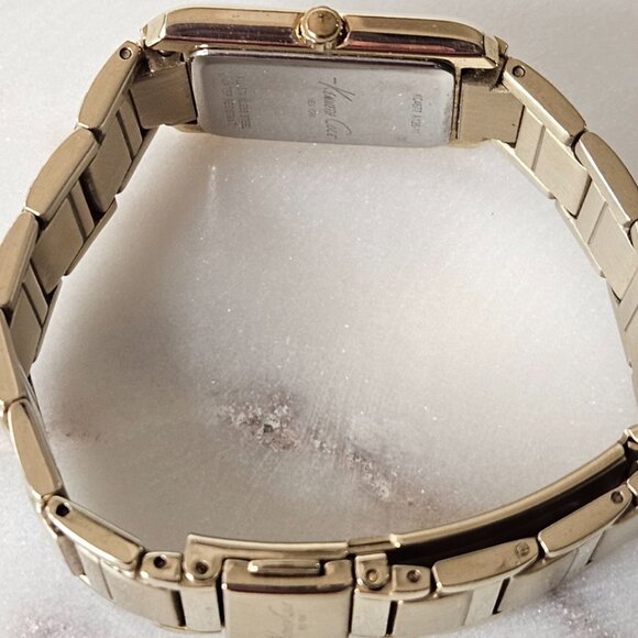 Kenneth Cole New York Rectangular Gold Watch w/ Mother of Pearl, Butterfly Clasp